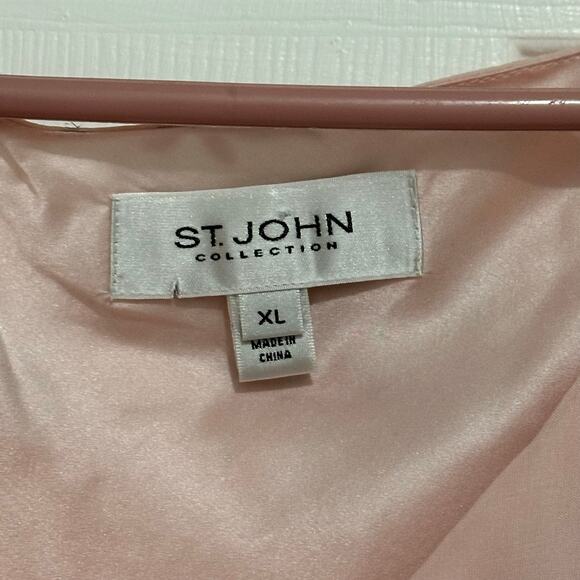 St. John silk MOSIAC lined shell tank pink silver metallic XL - Picture 2 of 8